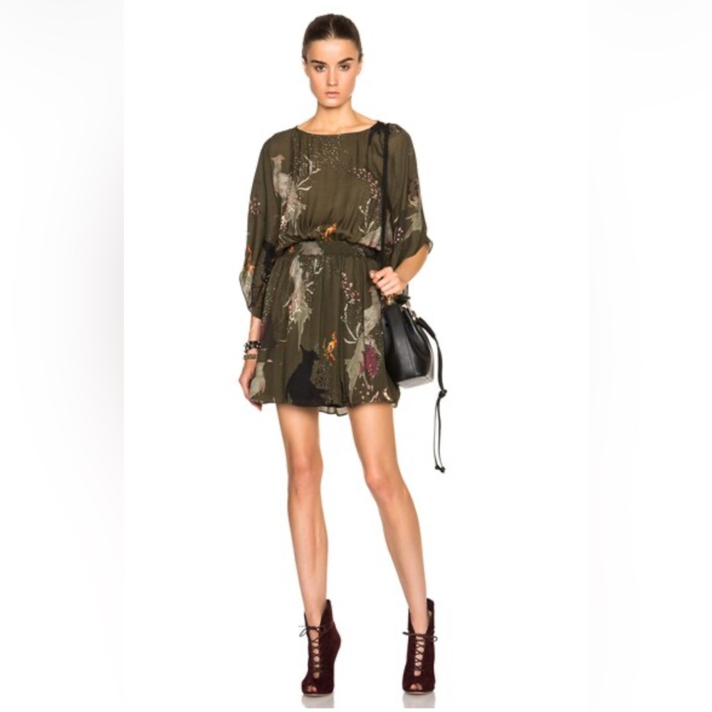Haute Hippie Olive and Black SILK Dress XS